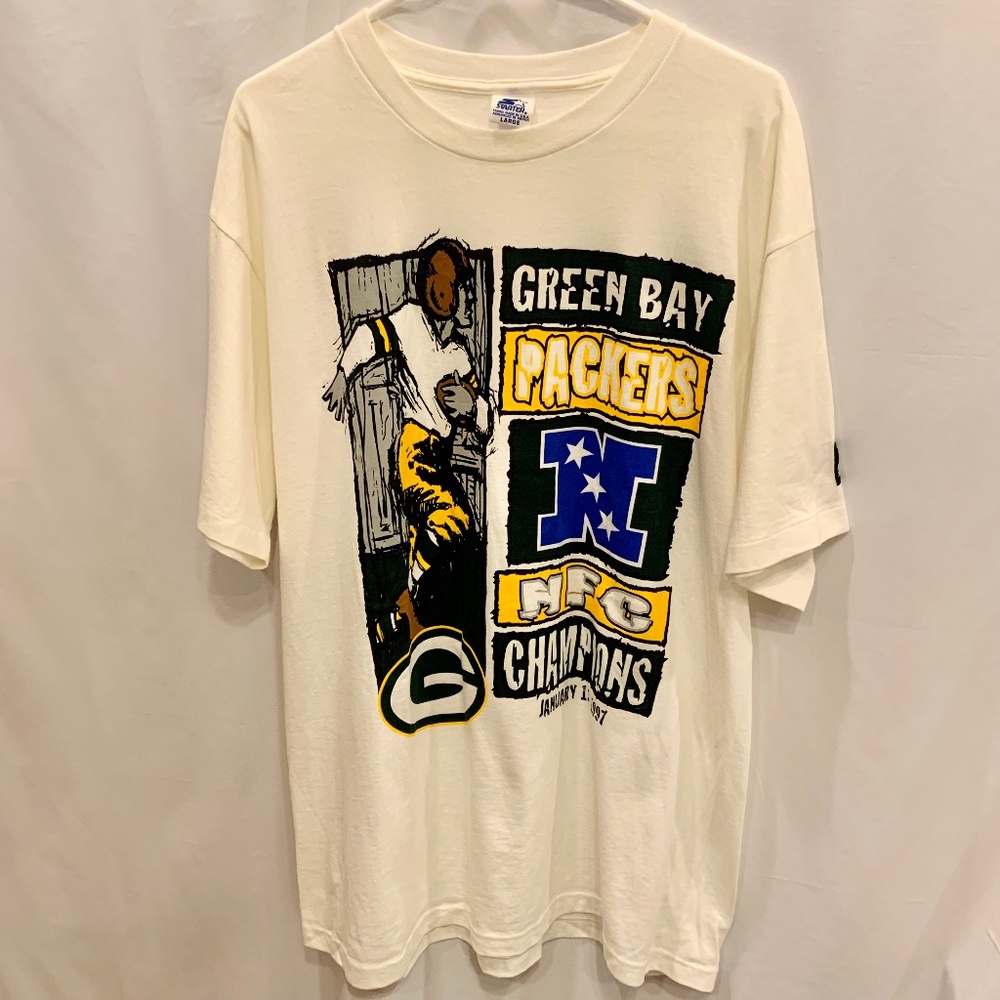 Vintage Starter Green Bay Packers NFC Champs Block Logo 1997 Graphic Tee Size L